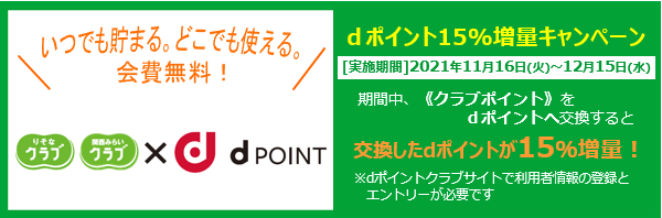 dポイント15％増量キャンペーン