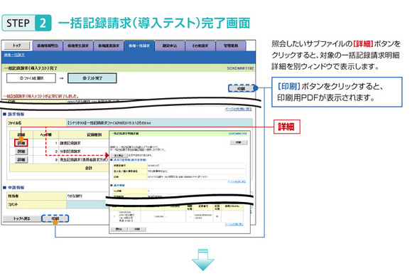 STEP2一括記録請求（導入テスト）完了画面