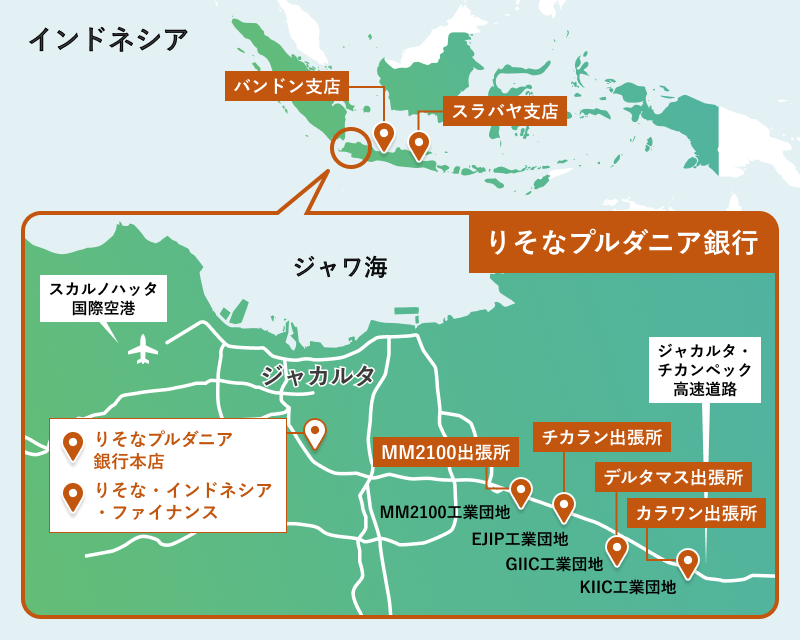 りそなプルダニア銀行　ネットワークエリアマップ