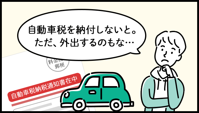 「自動車税を納付しないと。ただ、外出するのもな…」