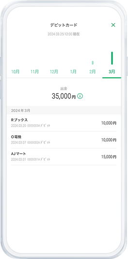 デビットでのお買い物は即時通知