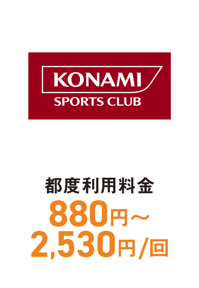 コナミスポーツクラブ　都度利用料金880円〜2,530円／回