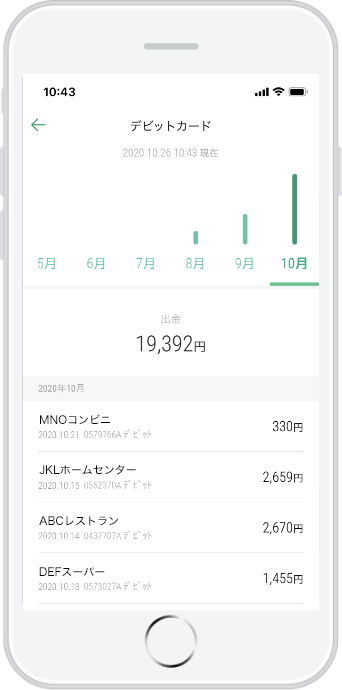 デビットカードのアプリ画像