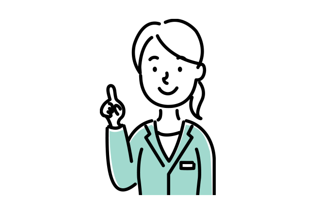 指を立てて説明する女性のイラスト