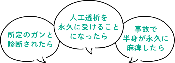 所定のガンと診断されたら 人工透析を永久に受けることになったら 事故で半身が永久に麻痺したら