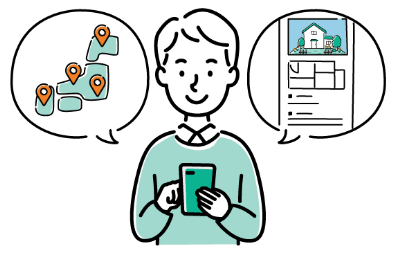 ポータルサイトで検索している男性のイラスト