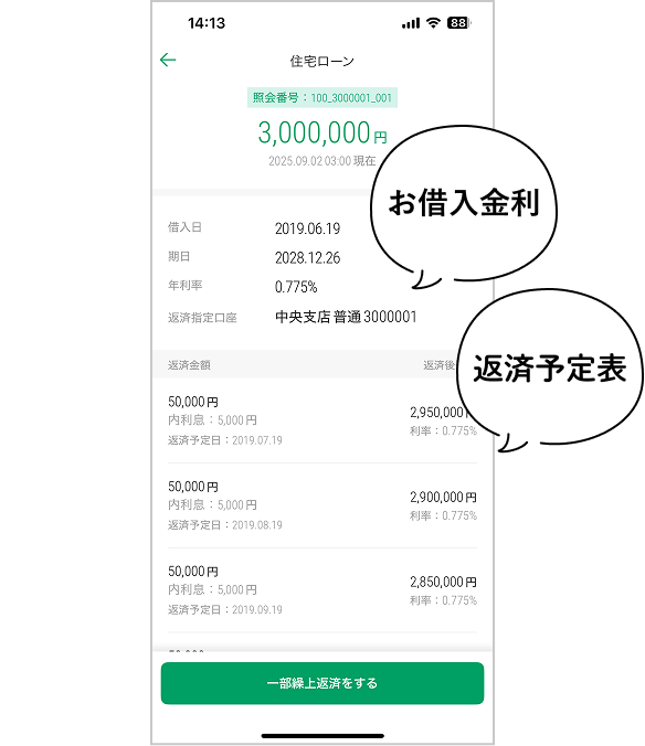 グループアプリ内画面 住宅ローン
