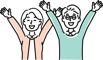 喜んでいる夫婦のイラスト