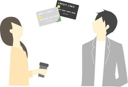 デビットカードとクレジットカードの使い分けのイメージイラスト