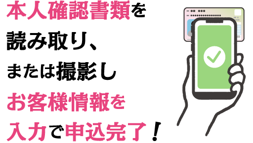 本人確認書類を読み取り、または撮影しお客さま情報を入力で申込完了！