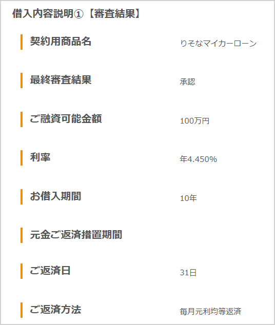 本審査結果画面の一部