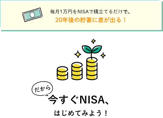 毎月1万円をNISAで積立てるだけで、20年後の貯蓄に差が出る！