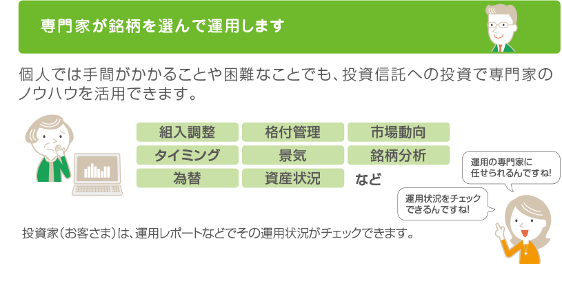 専門家が銘柄を選んで運用します