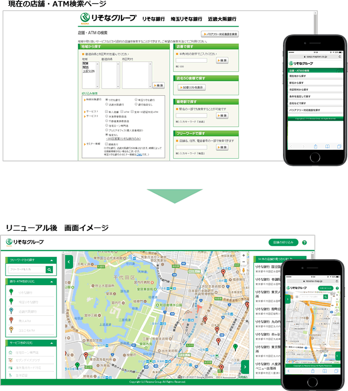 店舗・ATM検索ページをリニューアル