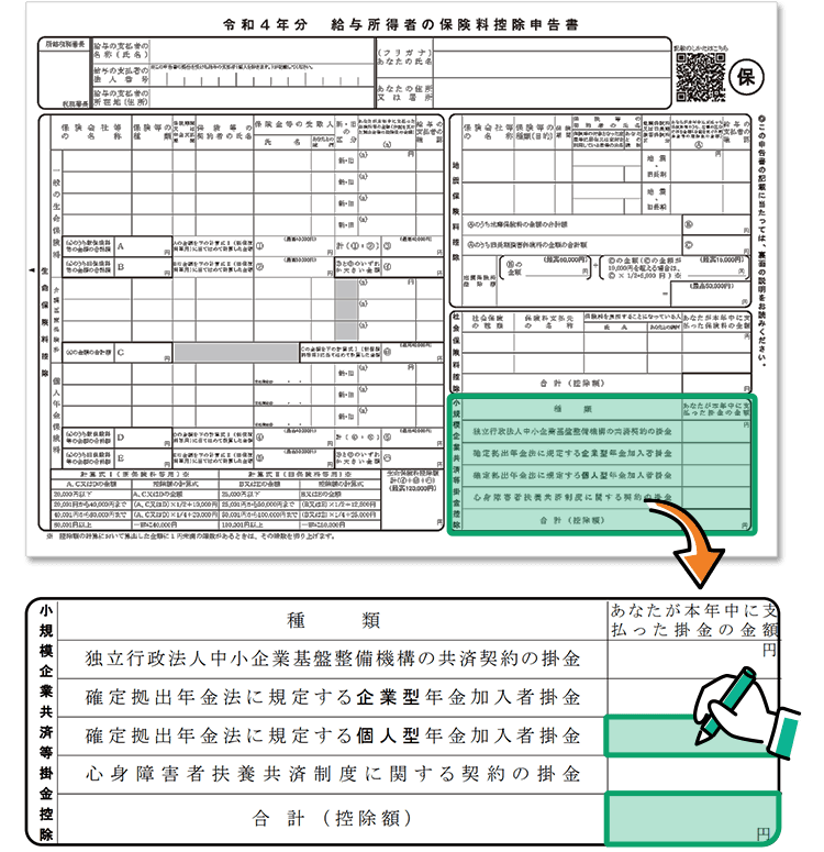 給与所得者の保険料控除申告書記入箇所